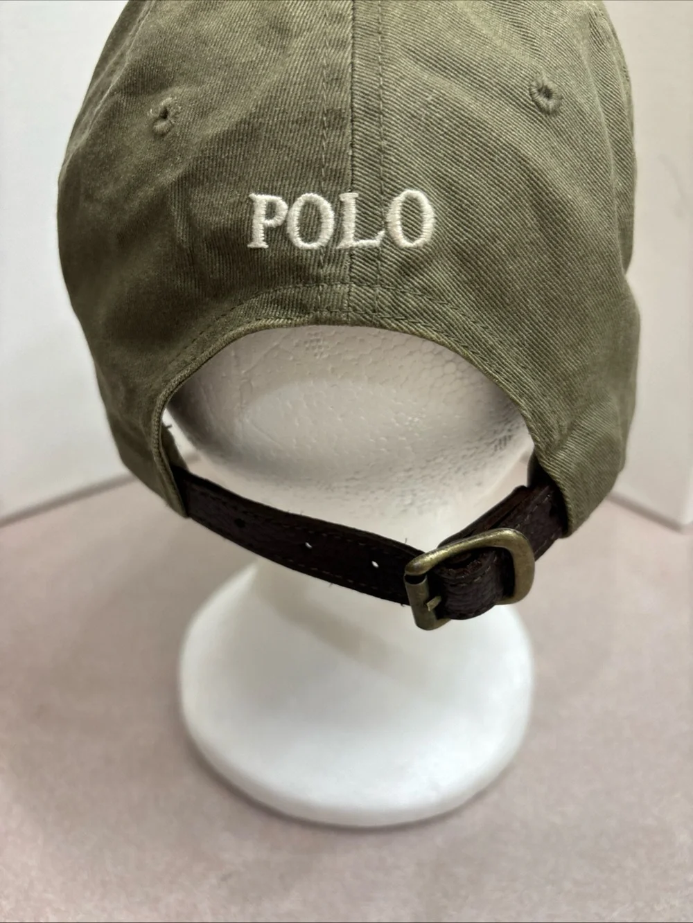 POLO RALPH LAUREN GREEN HAT BASEBALL CAP MULTI COLOR PONY Leather Strap Vintage